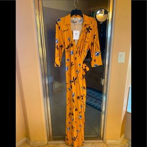 NWT DVF Abigail Maxi  growing tulip Marigold szL or 12-14